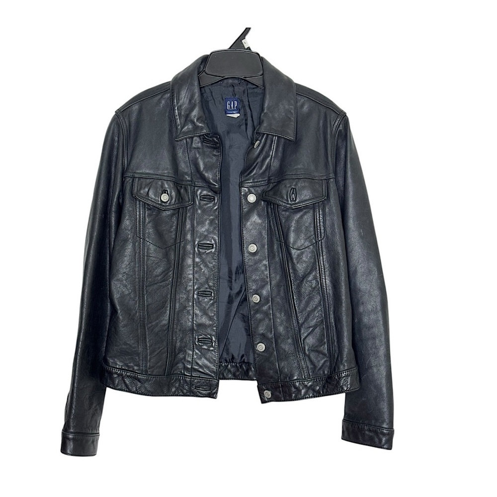 GAP Vintage Women's Black Leather Jacket, EUC, Medium - Picture 3 of 13